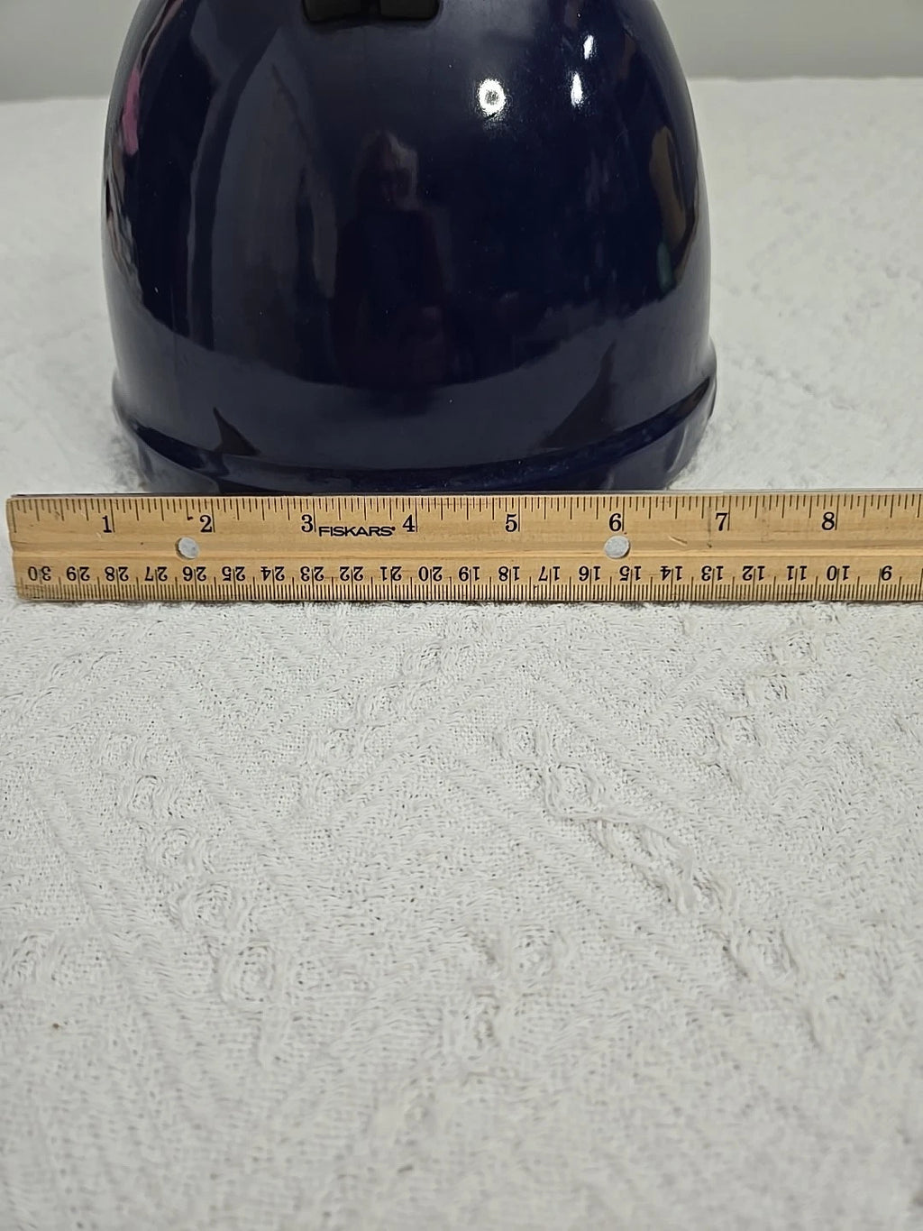 Vintage Dark Blue Enamelware Tea Pot Whistle Spout Brewing Classic