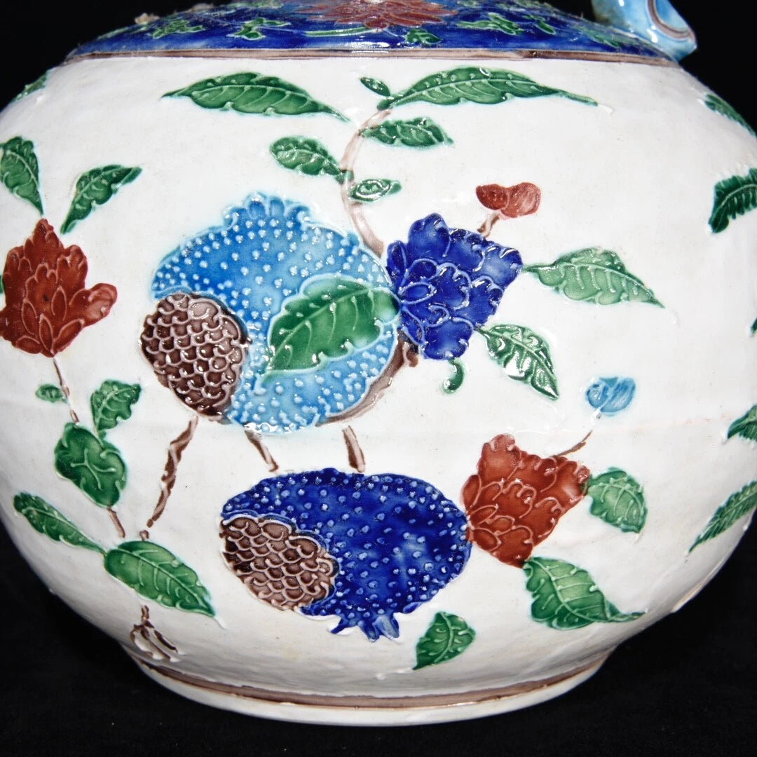 10.4" Old Porcelain ming dynasty yongle mark colour enamels peach flower Teapot | eBay