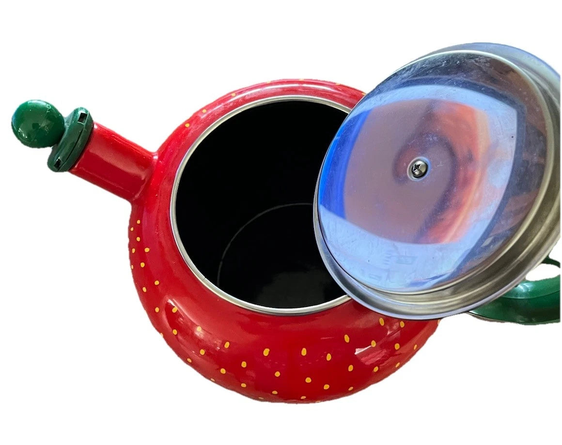 Vintage Copco Strawberry Tea Kettle Enamel Pot 2.5 Qt