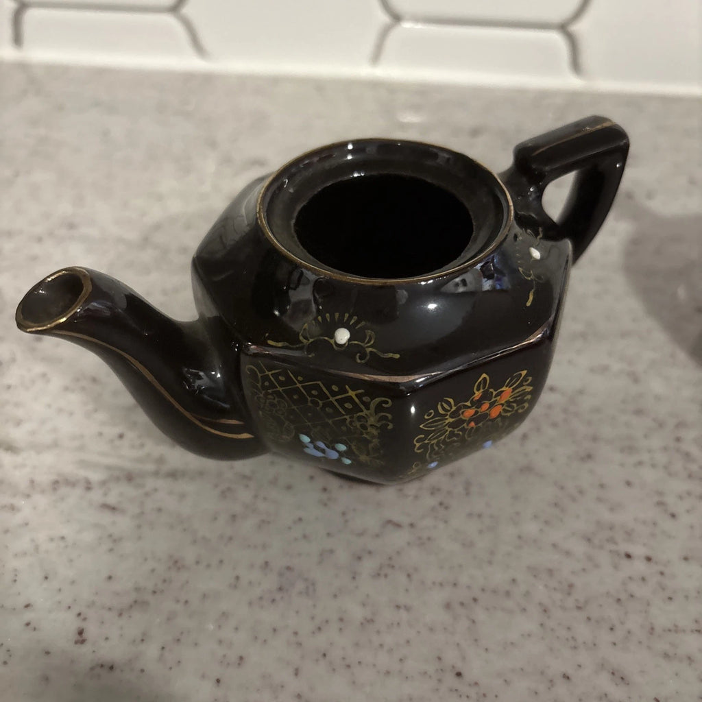 Vintage Japanese Creamer & Teapot Enamel Hand Painted