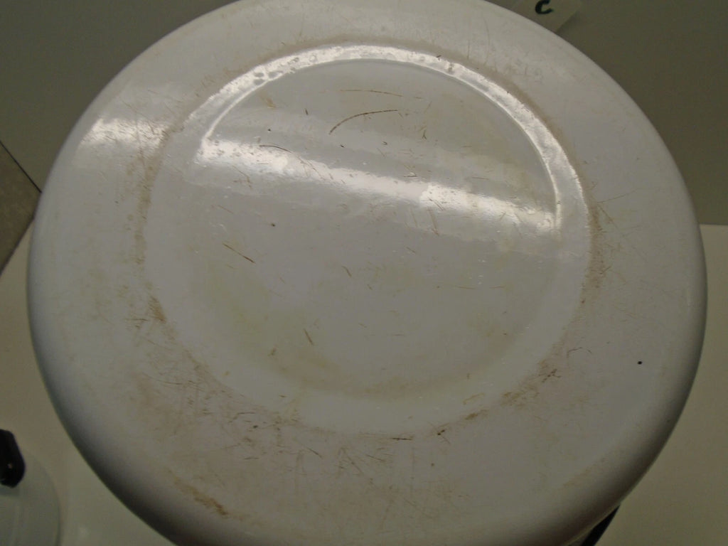 Vintage White Enamel Enamelware Cowboy Kettle/Coffee Tea Pot 12" Tall Lid  # C