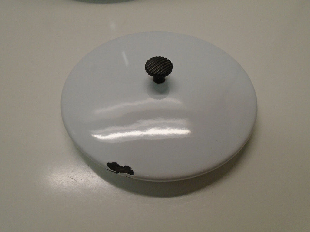 Vintage White Enamel Enamelware Cowboy Kettle/Coffee Tea Pot 12" Tall Lid  # C