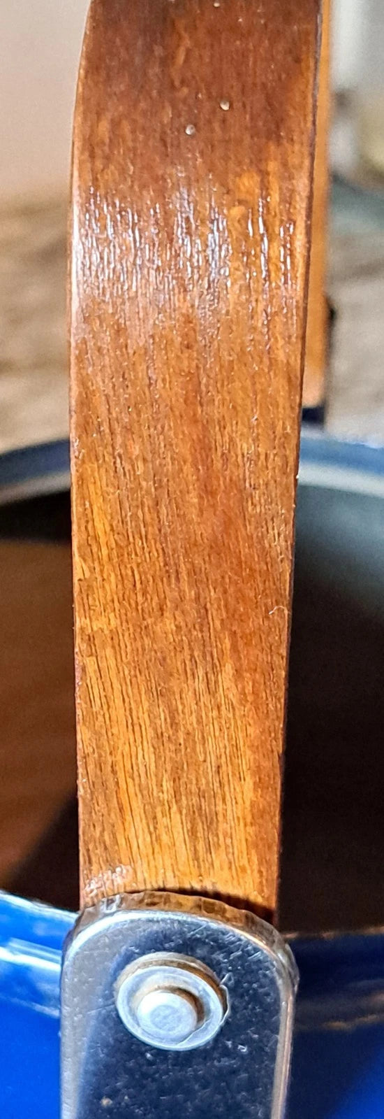 Vintage MCM Retro BLUE Enamelware 5” Tea Kettle Pot Bent Wood Handle | eBay