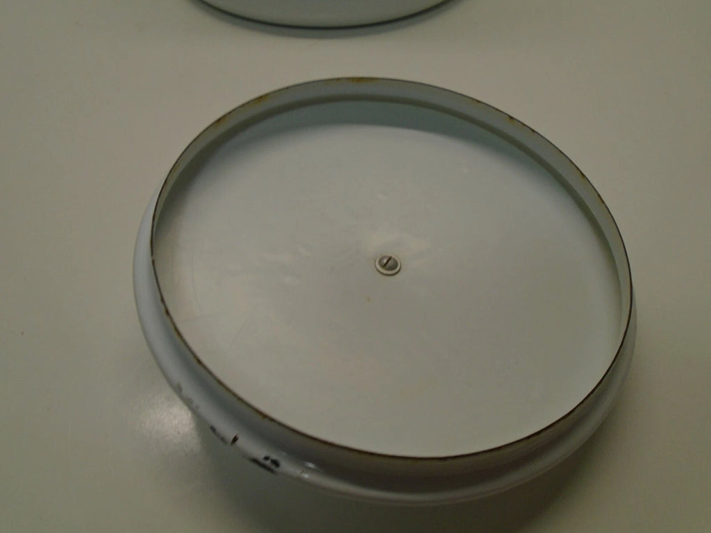 Vintage White Enamel Enamelware Cowboy Kettle/Coffee Tea Pot 12" Tall Lid  # C