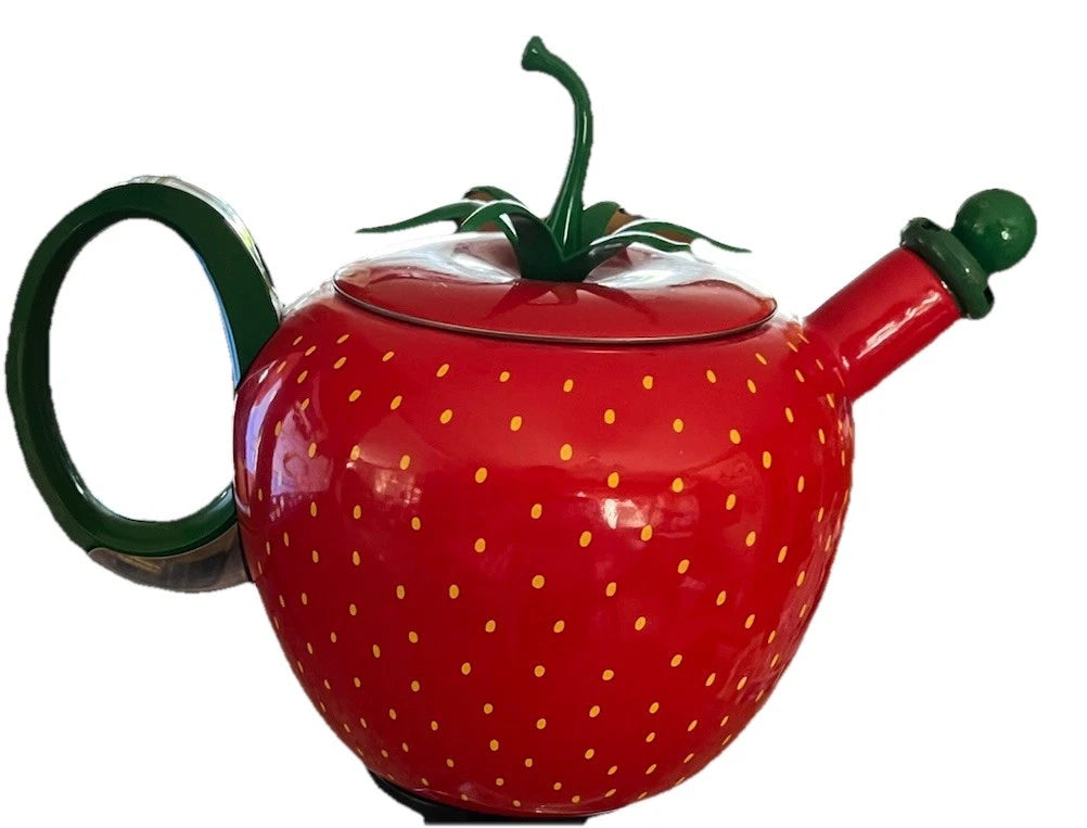 Vintage Copco Strawberry Tea Kettle Enamel Pot 2.5 Qt