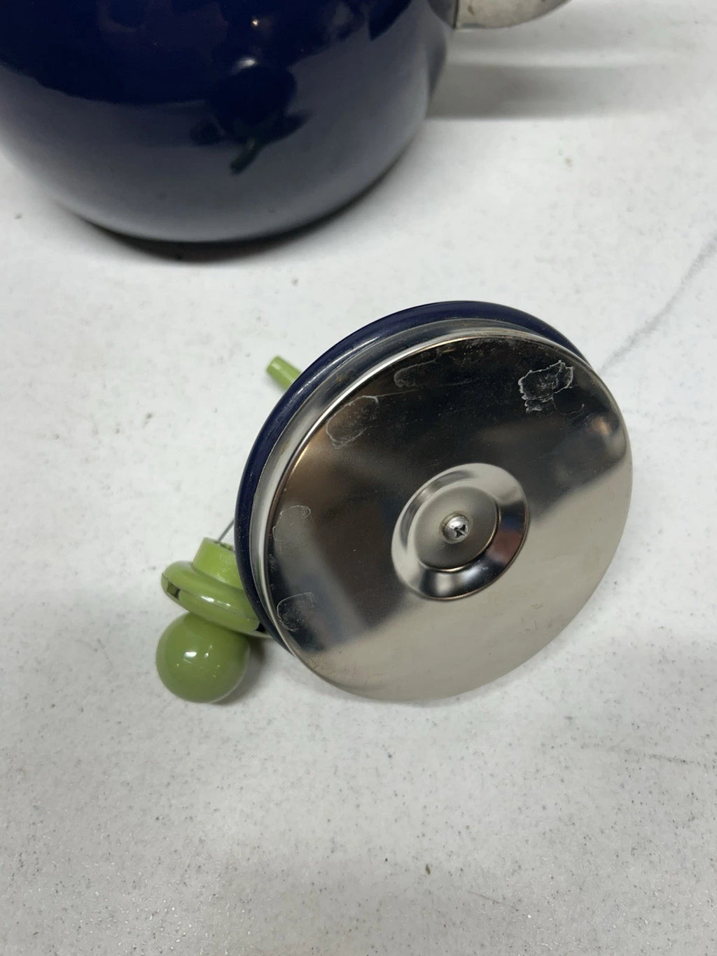 VTG Copco Eggplant Enamel  Tea Kettle,Teapot, Blue Green~Lid & Spout