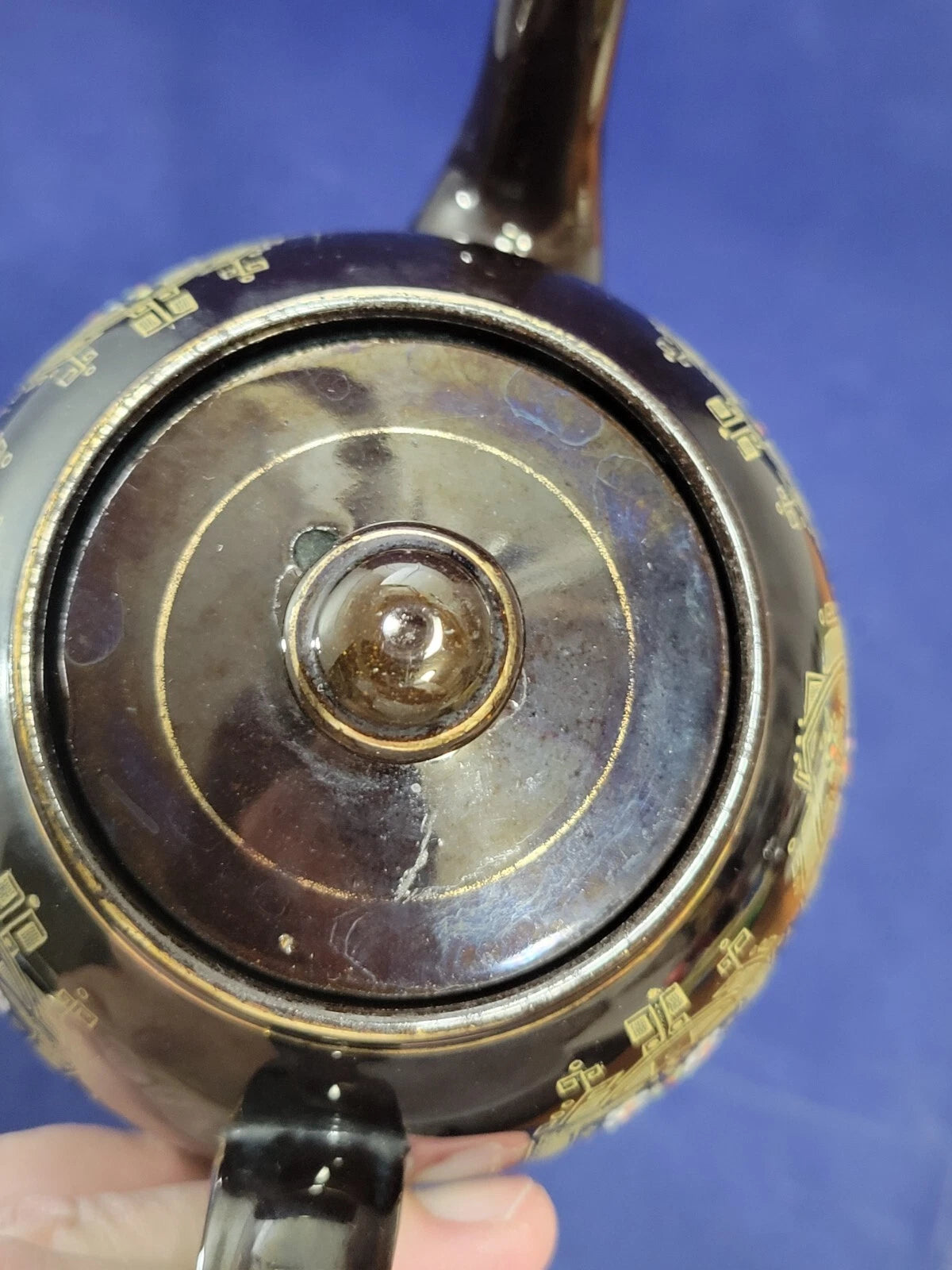 Vintage Gibson & Sons Advance Teapot w/ Lid Black Gold Enamel Burslem England | eBay