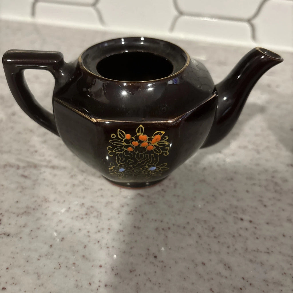 Vintage Japanese Creamer & Teapot Enamel Hand Painted
