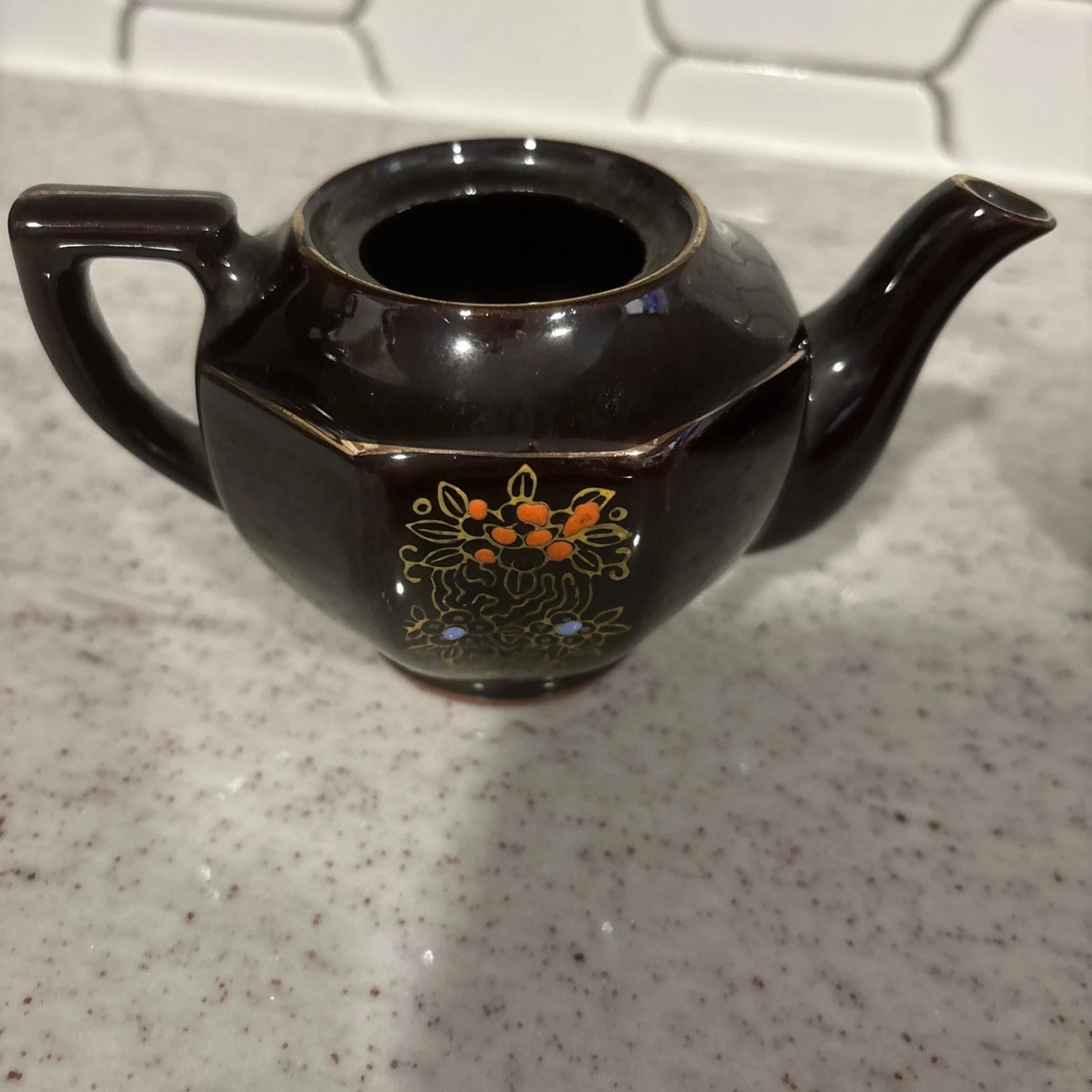 Vintage Japanese Creamer & Teapot Enamel Hand Painted