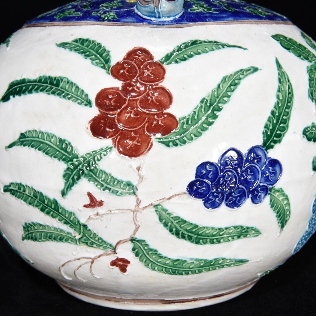 10.4" Old Porcelain ming dynasty yongle mark colour enamels peach flower Teapot | eBay