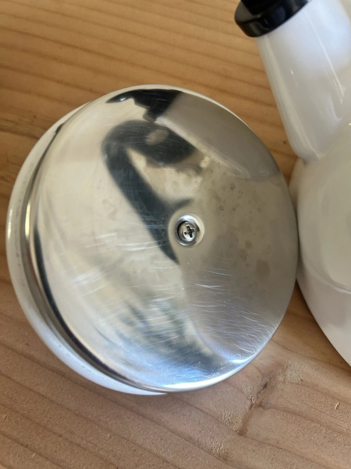 Vintage White Enamel Tea Kettle Retro Stovetop Teapot Whistling Tea Pot MCM | eBay