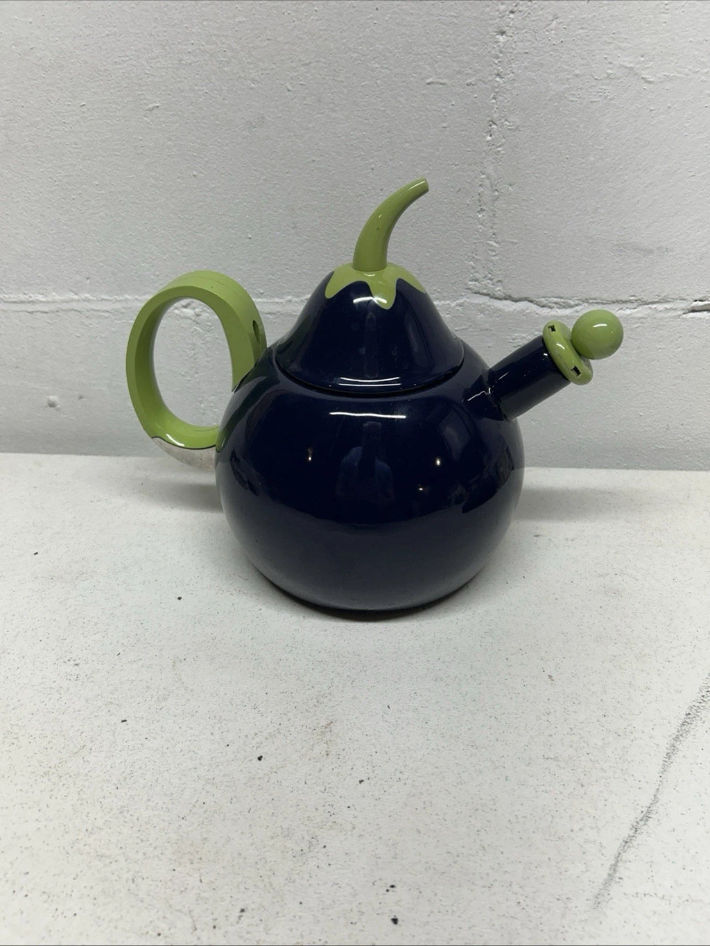 VTG Copco Eggplant Enamel  Tea Kettle,Teapot, Blue Green~Lid & Spout