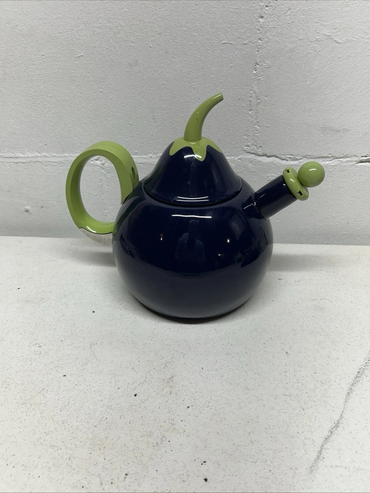 VTG Copco Eggplant Enamel  Tea Kettle,Teapot, Blue Green~Lid & Spout