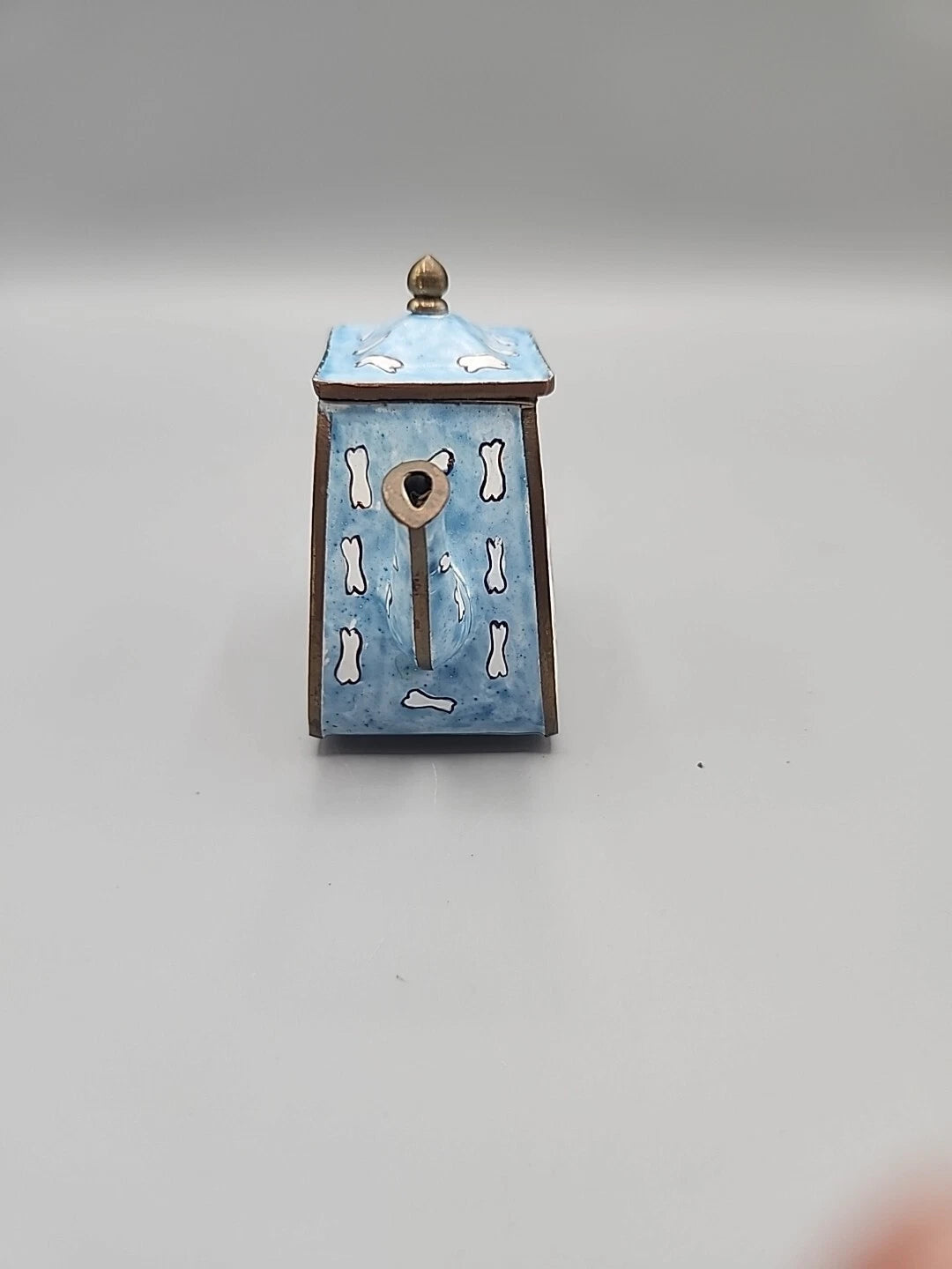 Vintage Enamel on Brass Miniature Teapot Hound Dog Bone Dog Lover Rescue 5x2"