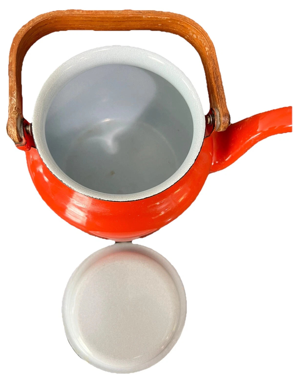 VTG Mid Century Japanese Enamel Ware Mini Teapot Kettle~Very Nice!