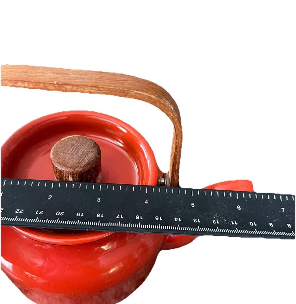 VTG Mid Century Japanese Enamel Ware Mini Teapot Kettle~Very Nice!