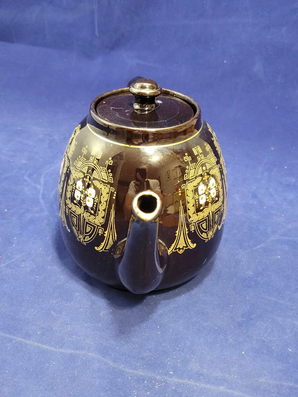 Vintage Gibson & Sons Advance Teapot w/ Lid Black Gold Enamel Burslem England | eBay