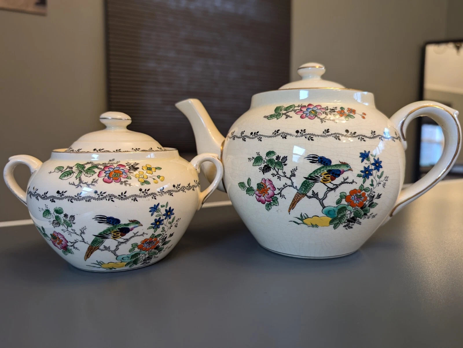 Vintage England Adderley Ware China - Enamel Oriental Tea Set - Teapot Sugar | eBay