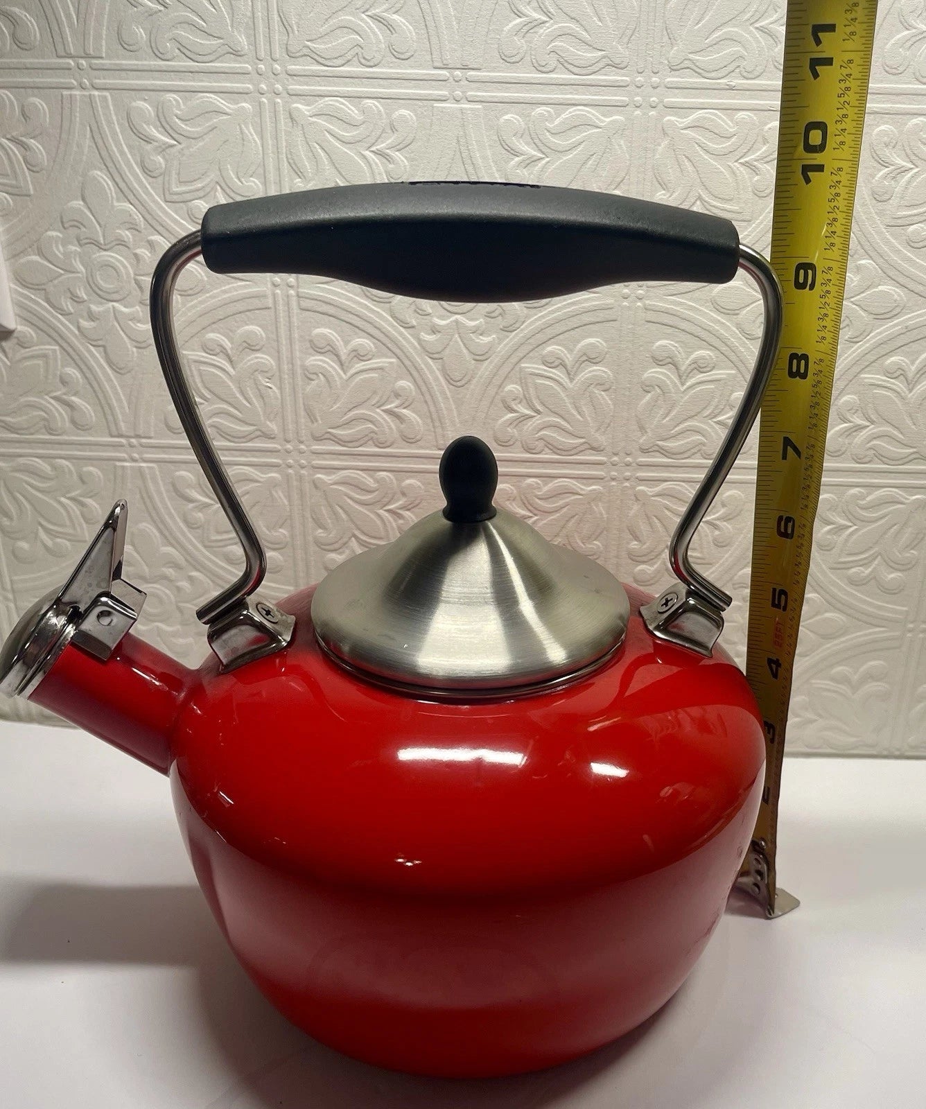 Vintage Chantal Classic Whistling Tea Kettle Teapot RED Enamel Black Handle