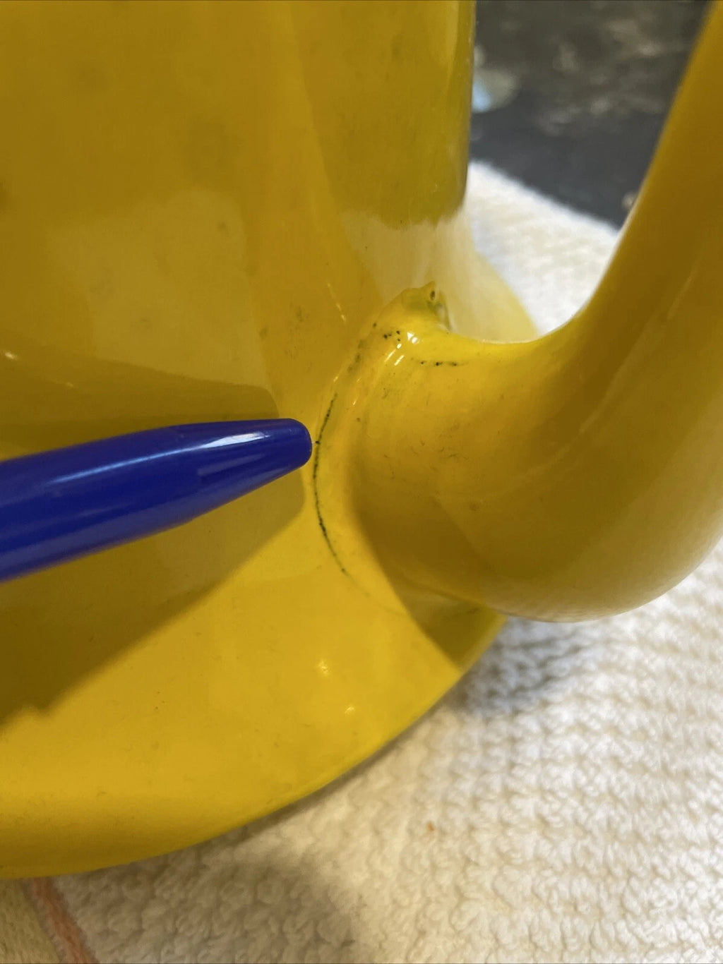 Vintage Enamelware Yellow With Black Trim Tea Pot Kettle Japan