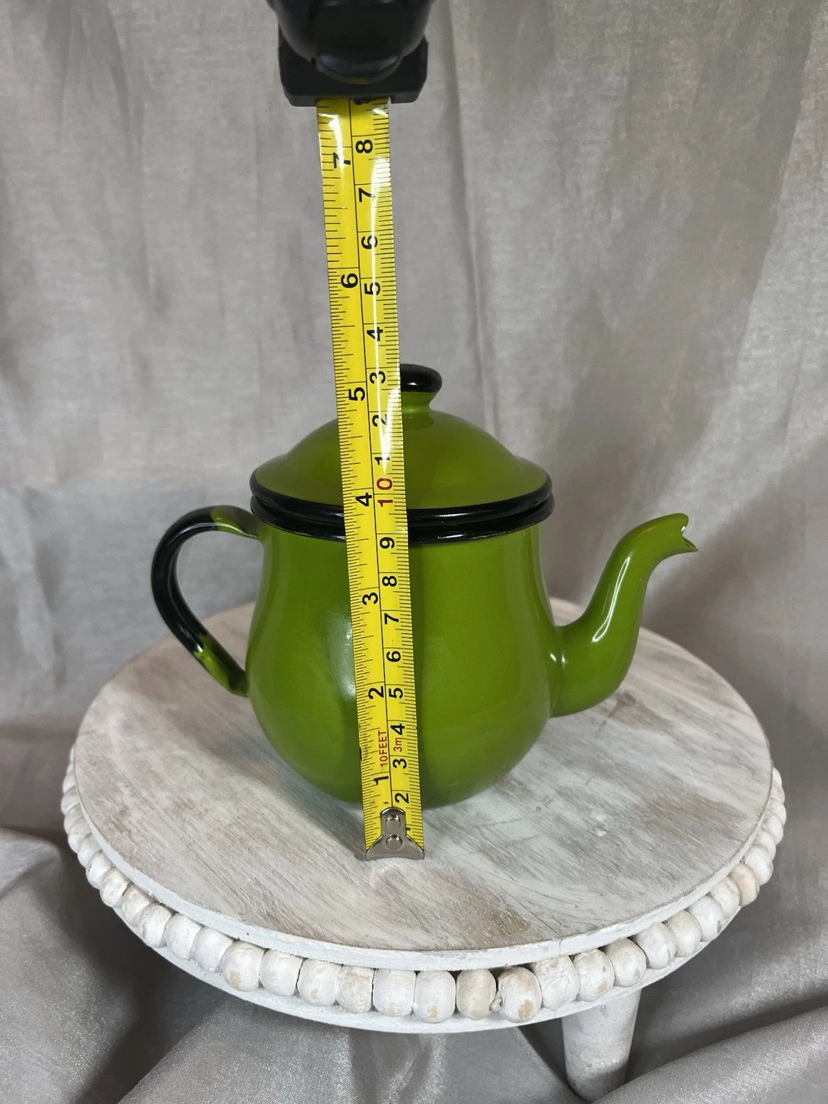 Vintage Green & Black Enamelware Tea Pot with Lid Small 5" Japan | eBay