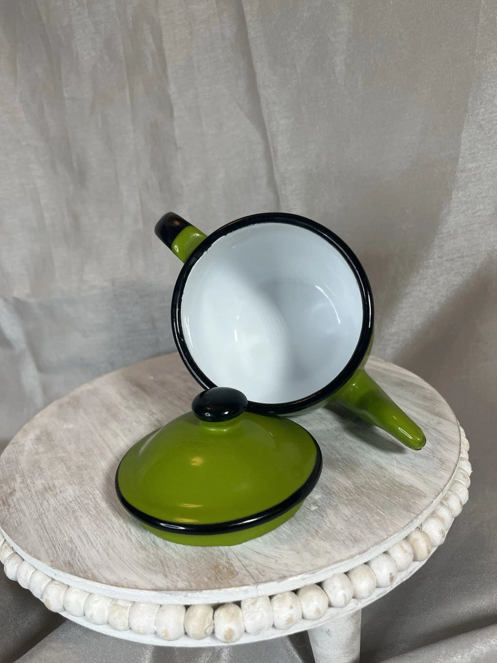 Vintage Green & Black Enamelware Tea Pot with Lid Small 5" Japan | eBay