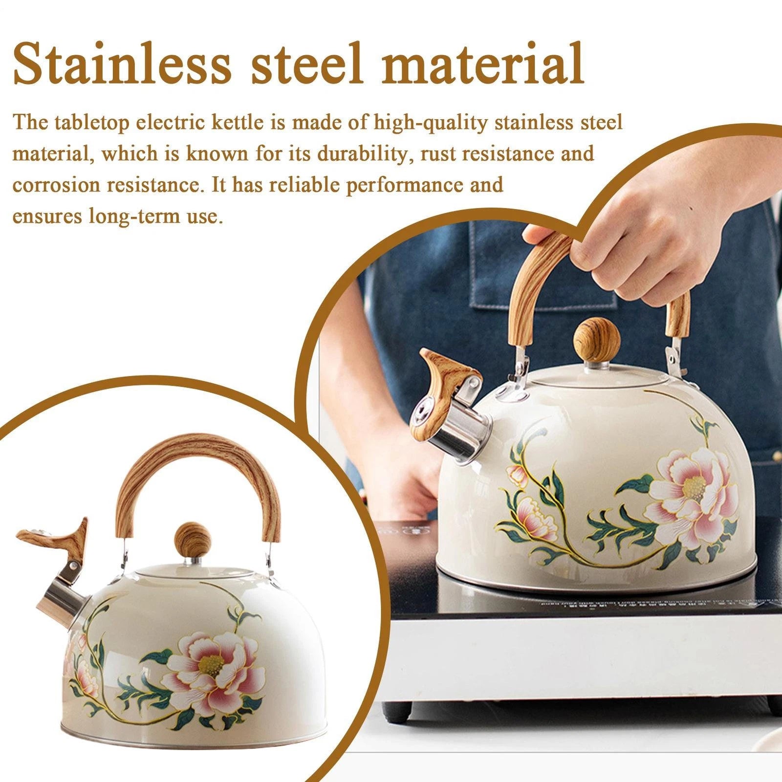 Floral Enamel Tea Kettle Vintage Teapot 3L Floral Teapot With Handle Tea Kettle