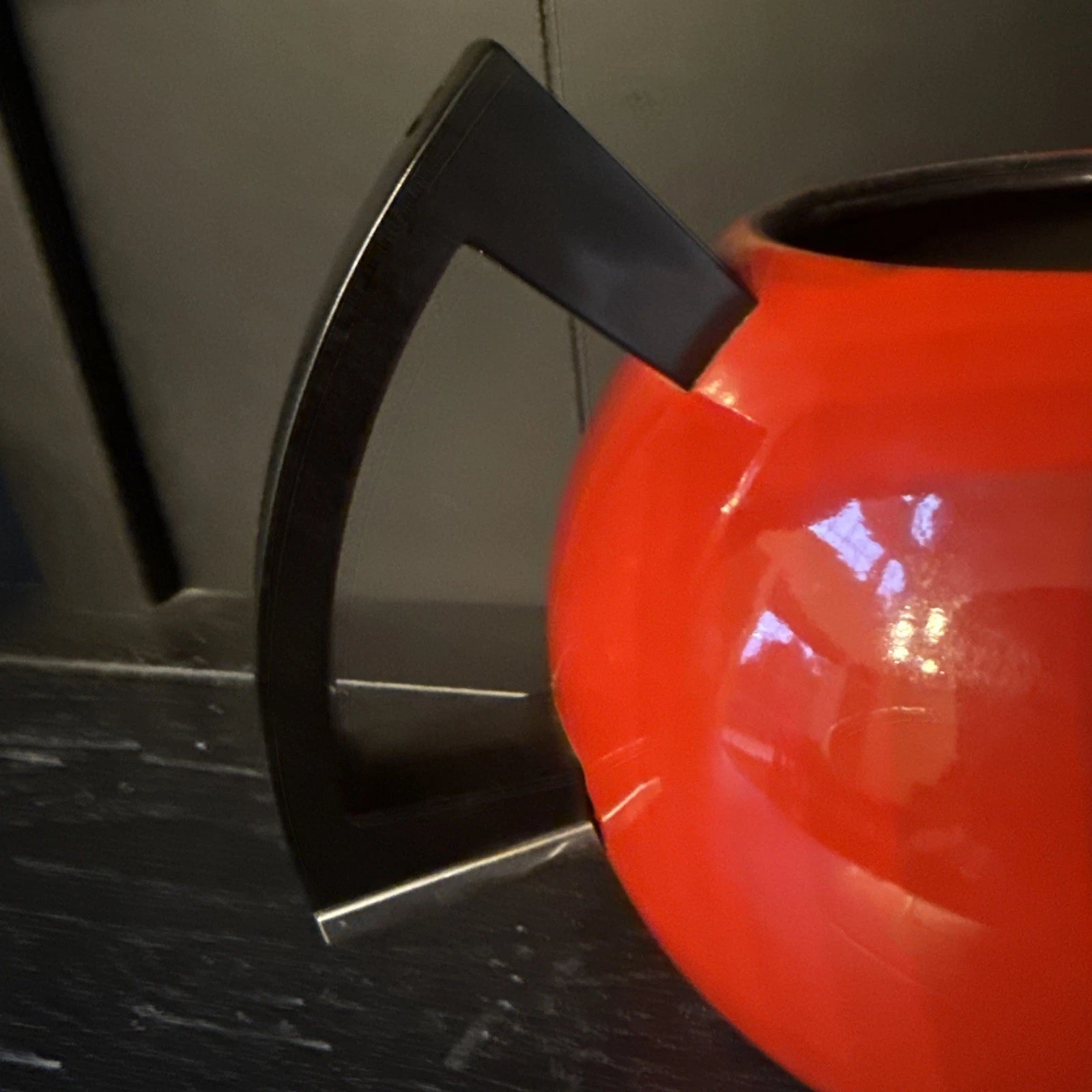 Vintage Red Enamel Tea Kettle Copco Tea Pot Black Handle MCM