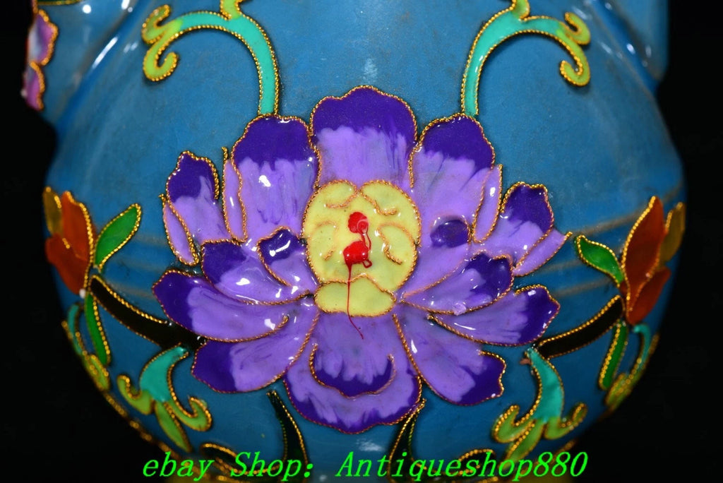 Old Dynasty Ru Kiln Porcelain Cloisonne Enamel Filigree Flower Teapot Teakettle