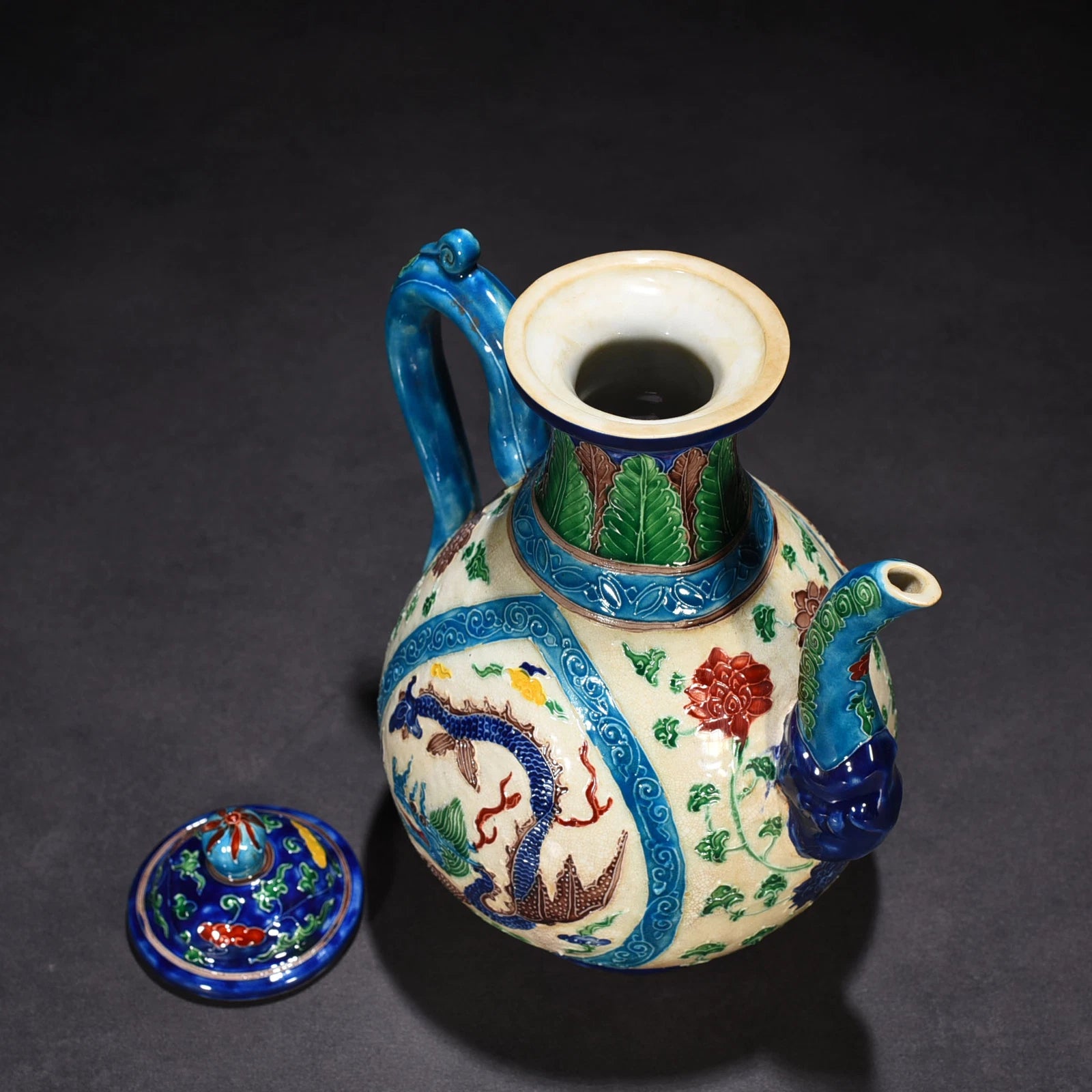10.2" Old Porcelain Ming dynasty yongle mark colour enamels dragon flower Teapot | eBay