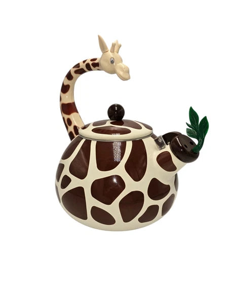Novel-Teas Wild Whistlers Giraffe Whistling Enamel On Steel Teapot Kettle NWOT!