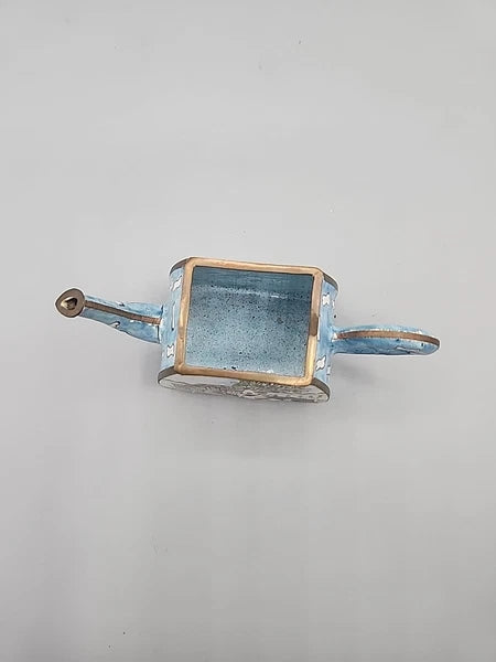 Vintage Enamel on Brass Miniature Teapot Hound Dog Bone Dog Lover Rescue 5x2"