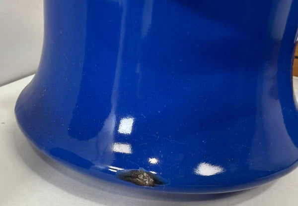 Vintage MCM Japan Blue Enamel Tea Kettle Pot w/Lid & 2 Mugs