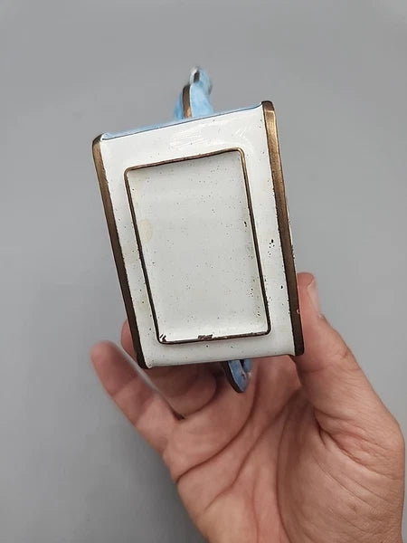 Vintage Enamel on Brass Miniature Teapot Hound Dog Bone Dog Lover Rescue 5x2"