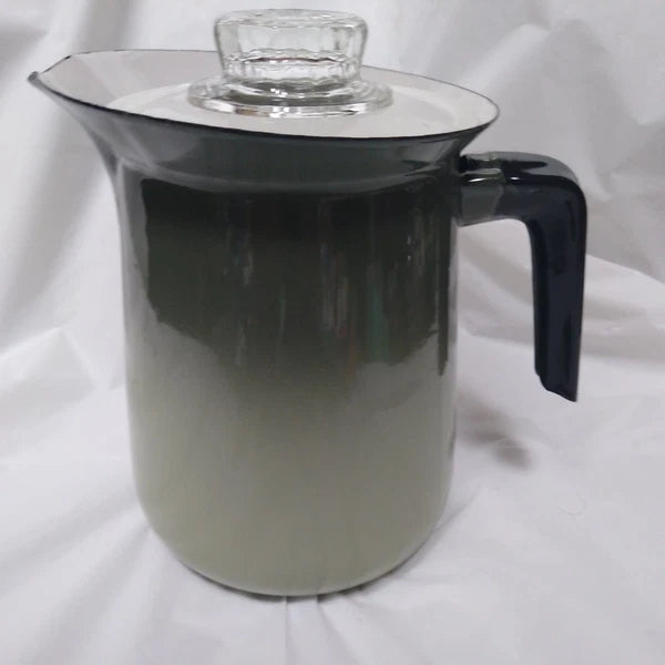 Vintage Enamelware Avocado Green Teapot