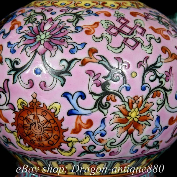 7.8" Qing Qianlong Marked Enamel Colour Porcelain Flower Wine Tea Pot Flagon