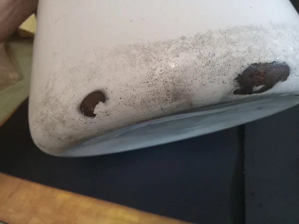 Vintage White Enamelware Tea Kettle Teapot/ Black Trim