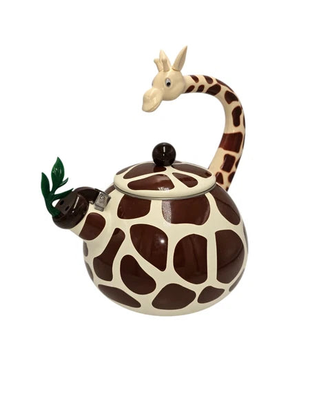 Novel-Teas Wild Whistlers Giraffe Whistling Enamel On Steel Teapot Kettle NWOT!