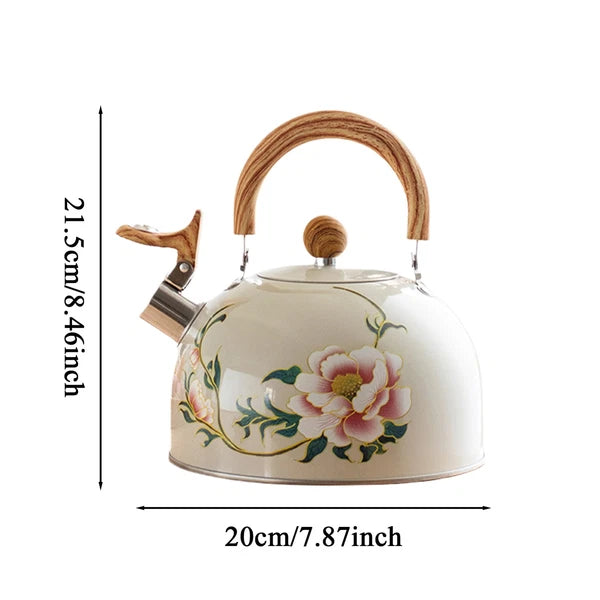 Floral Enamel Tea Kettle Vintage Teapot 3L Floral Teapot With Handle Tea Kettle