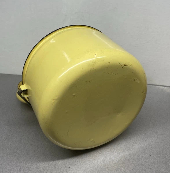Vintage Yellow & Black Enamel Ware Teapot