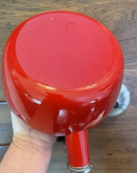 Vintage Chantal Classic Whistling Tea Kettle Teapot RED Enamel Black Handle