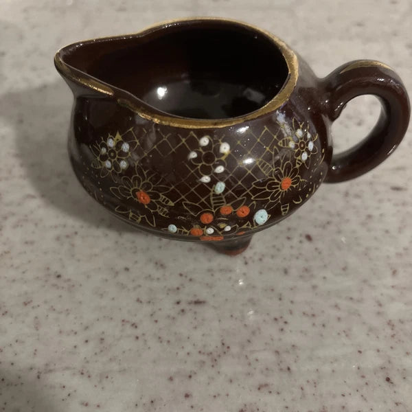 Vintage Japanese Creamer & Teapot Enamel Hand Painted