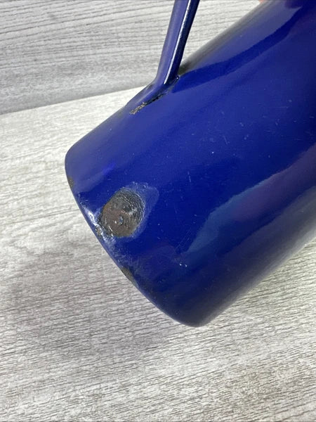 Vintage Chipped Enamel Tea Pot Blue Made In Austria H & C Double Headed Eagle