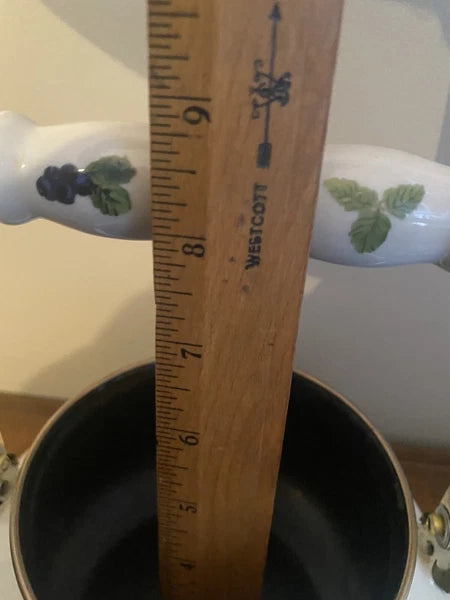 VINTAGE Teapot Kettle REGENCY ENAMEL WARE Stovetop Kitchen FRUIT