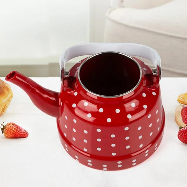 Enamel Tea Kettle - Stovetop Teapot with Handle, 1.1 Quart Fast Heating Hot Wate