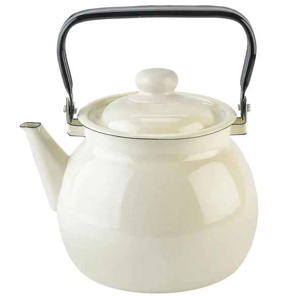 3.7-qt STPGOODS Ivory Enamel Teapot Stovetop Kettle Vintage Enamel Tea Pot