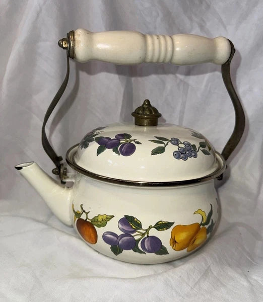 Vintage Tabletops Unlimited Ceramic Tea Kettle Grapes Ivy Ceramic Porcelain
