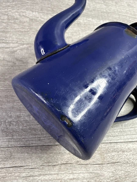 Vintage Chipped Enamel Tea Pot Blue Made In Austria H & C Double Headed Eagle