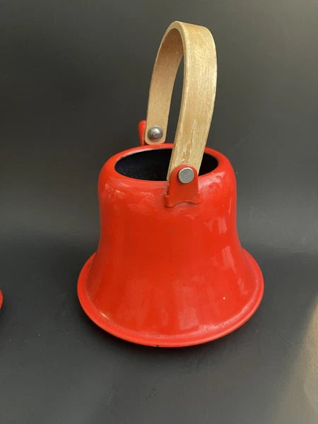 Vtg Red Enamel Coffee /Tea Pot/Kettle With Wood Handle