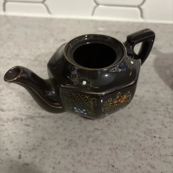 Vintage Japanese Creamer & Teapot Enamel Hand Painted